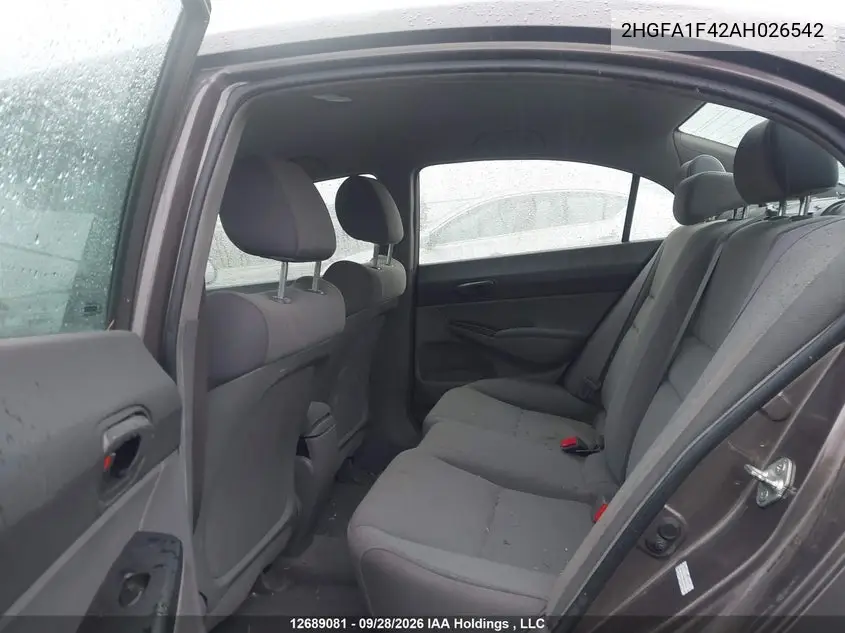 2010 HONDA CIVIC VIN 2HGFA1F42AH026542 — фото 8