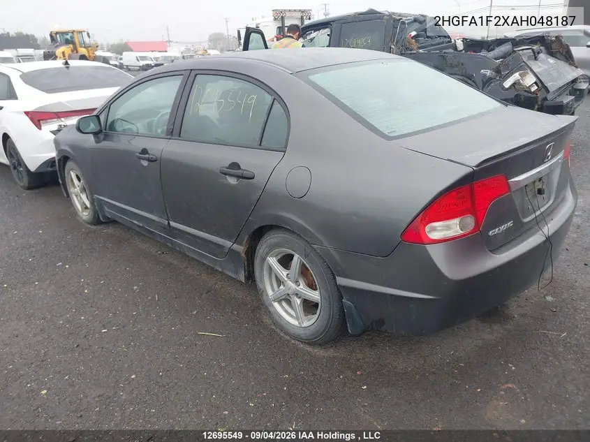 HONDA CIVIC 2010, VIN 2HGFA1F2XAH048187