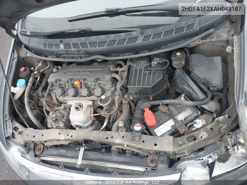 2010 HONDA CIVIC VIN 2HGFA1F2XAH048187 — фото 10