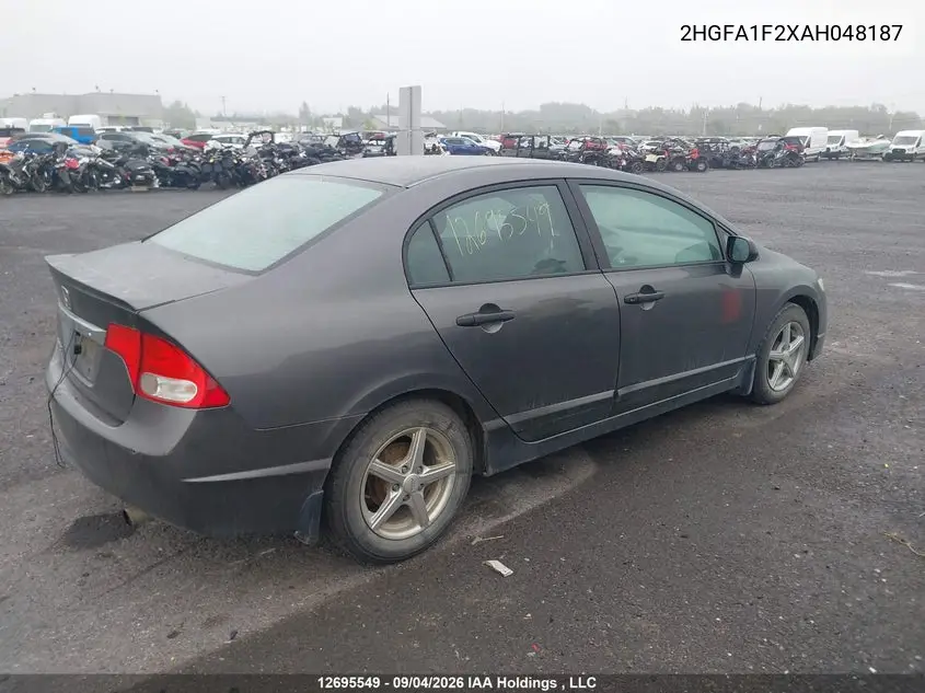 2010 HONDA CIVIC VIN 2HGFA1F2XAH048187 — фото 15
