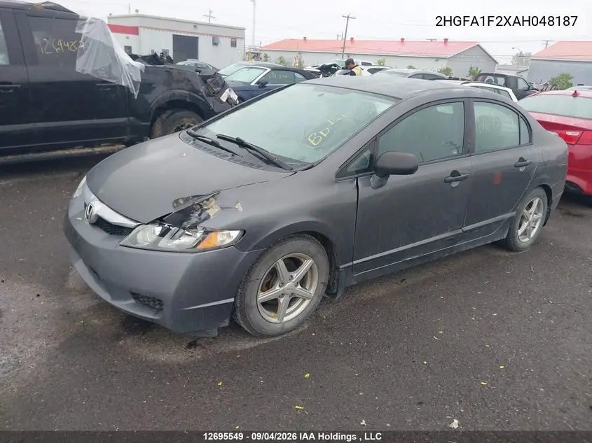 2010 HONDA CIVIC VIN 2HGFA1F2XAH048187 — фото 2
