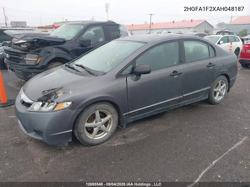2010 HONDA CIVIC VIN 2HGFA1F2XAH048187 — фото 4