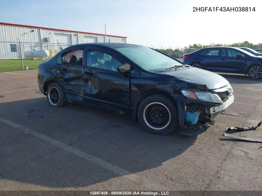 HONDA CIVIC 2010, VIN 2HGFA1F43AH038814