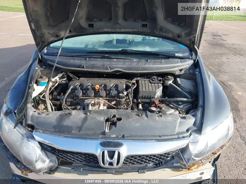 2010 HONDA CIVIC VIN 2HGFA1F43AH038814 — фото 10