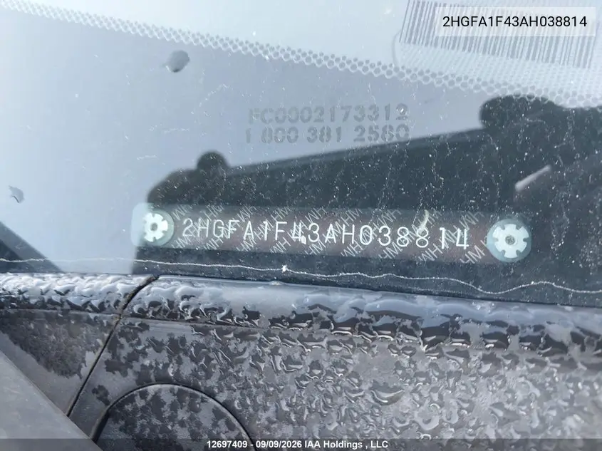 2010 HONDA CIVIC VIN 2HGFA1F43AH038814 — фото 18