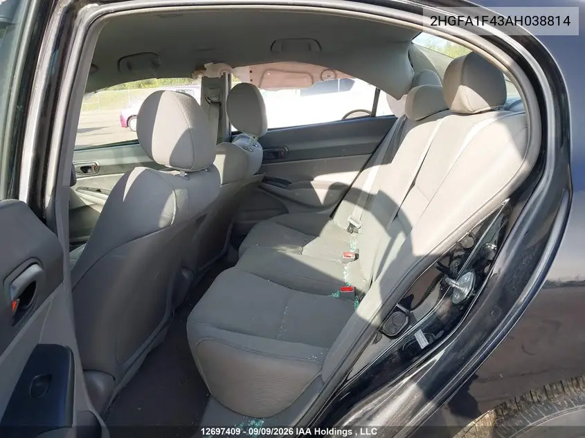 2010 HONDA CIVIC VIN 2HGFA1F43AH038814 — фото 8