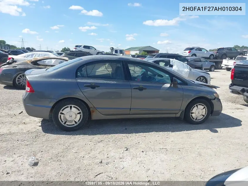2010 HONDA CIVIC VIN 2HGFA1F27AH010304 — фото 13