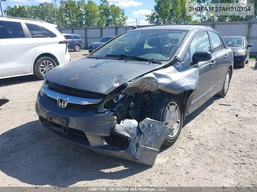 2010 HONDA CIVIC VIN 2HGFA1F27AH010304 — фото 2