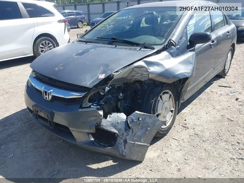 2010 HONDA CIVIC VIN 2HGFA1F27AH010304 — фото 6