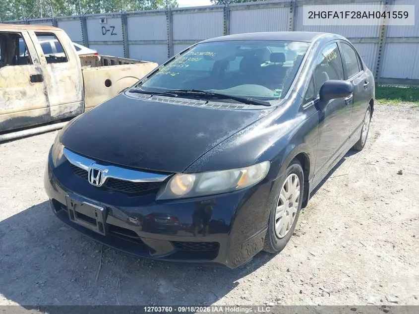 2010 HONDA CIVIC VIN 2HGFA1F28AH041559 — фото 2