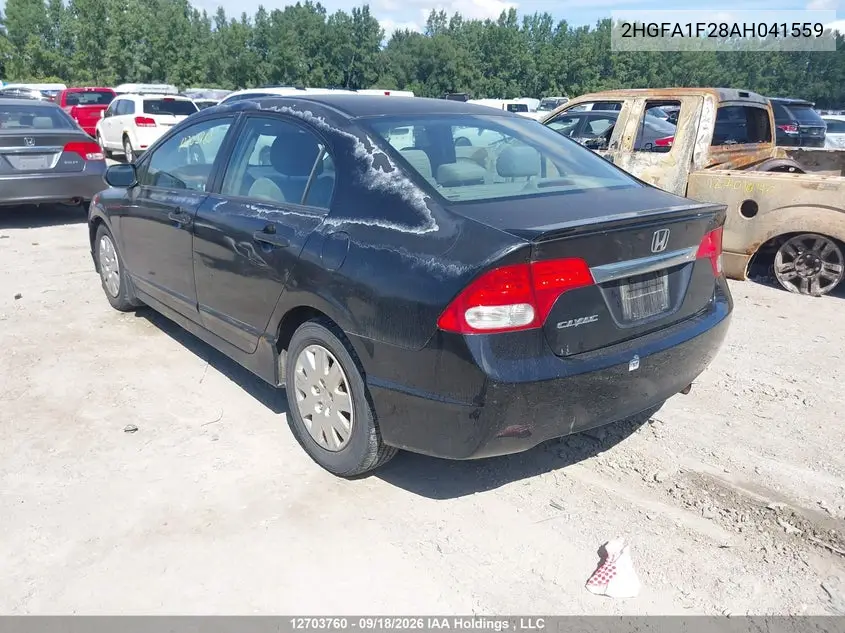 2010 HONDA CIVIC VIN 2HGFA1F28AH041559 — фото 3