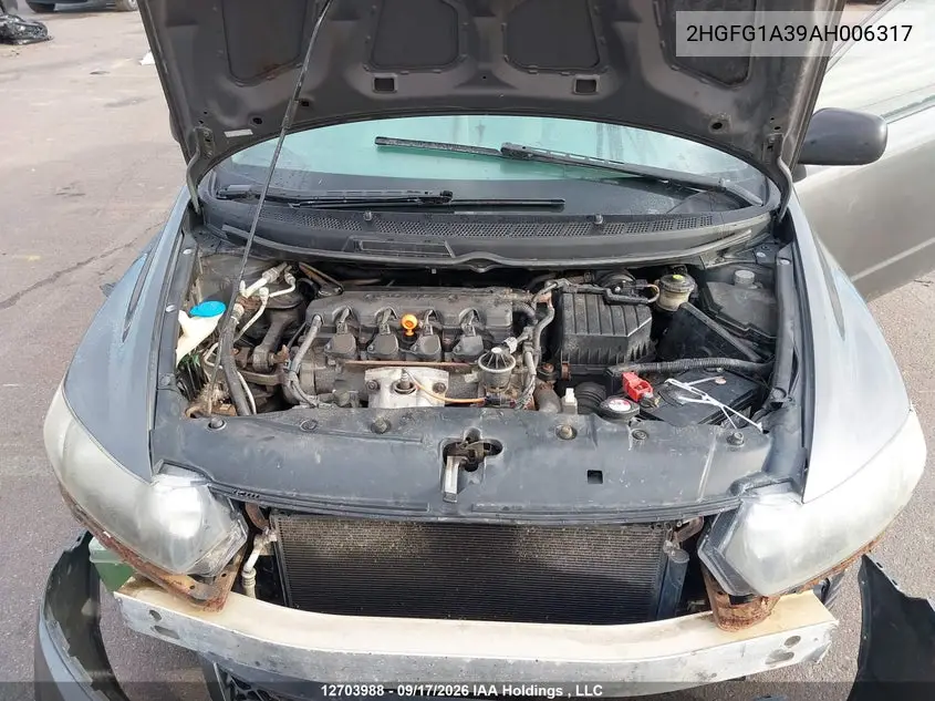 2010 HONDA CIVIC VIN 2HGFG1A39AH006317 — фото 10
