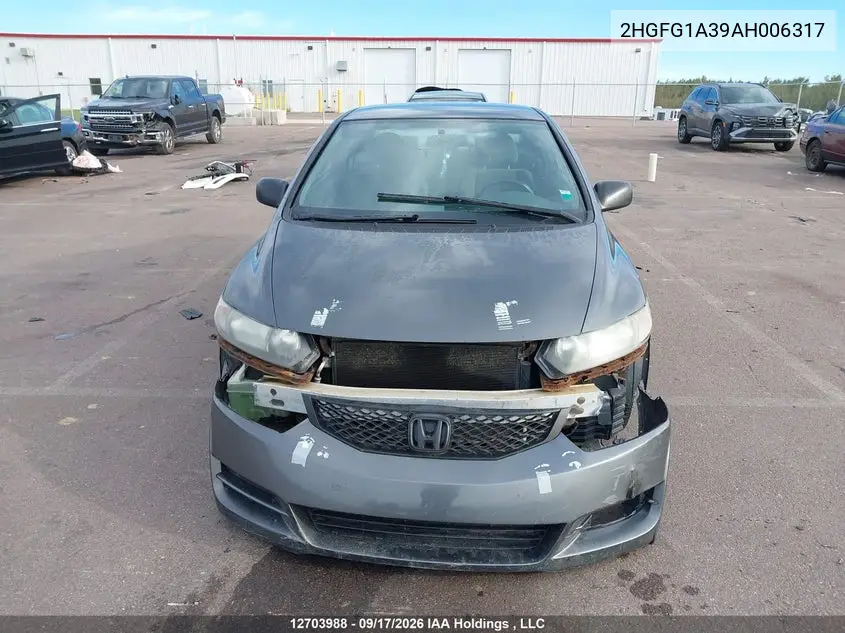 2010 HONDA CIVIC VIN 2HGFG1A39AH006317 — фото 12