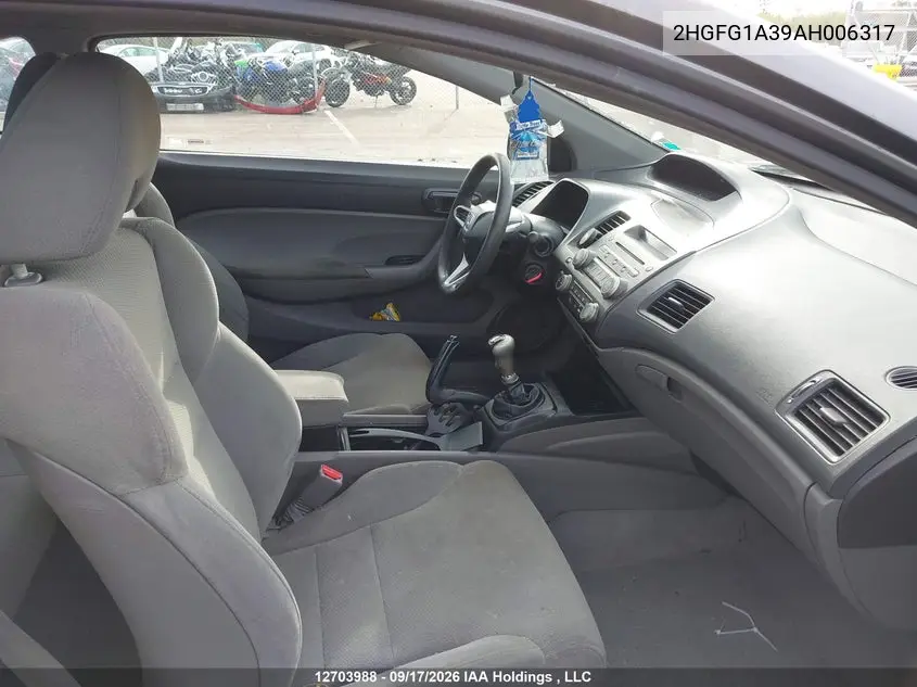 2010 HONDA CIVIC VIN 2HGFG1A39AH006317 — фото 5