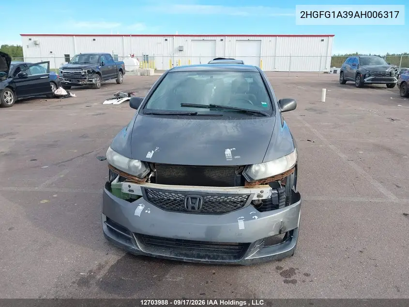 2010 HONDA CIVIC VIN 2HGFG1A39AH006317 — фото 6