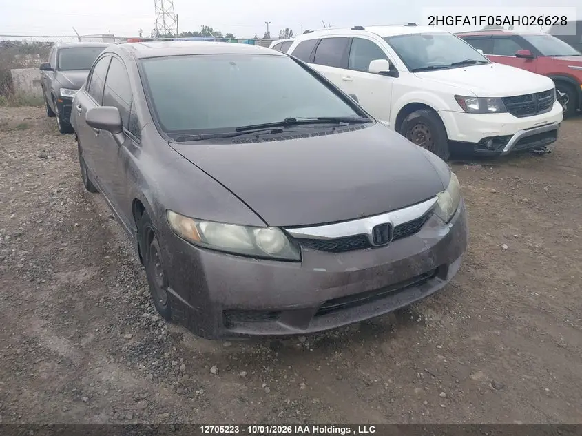 HONDA CIVIC 2010, VIN 2HGFA1F05AH026628