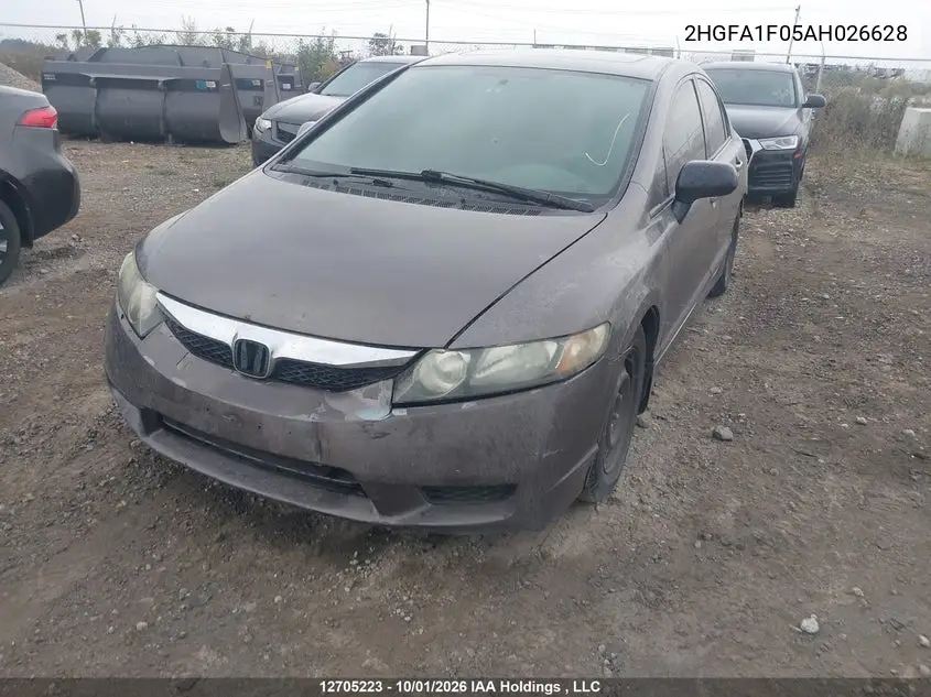 2010 HONDA CIVIC VIN 2HGFA1F05AH026628 — фото 2