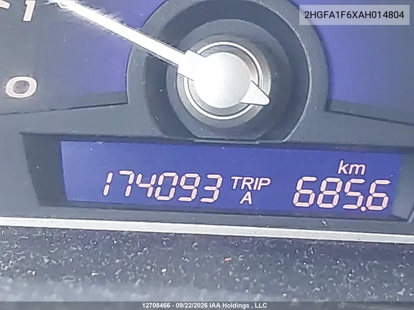 2010 HONDA CIVIC VIN 2HGFA1F6XAH014804 — фото 15