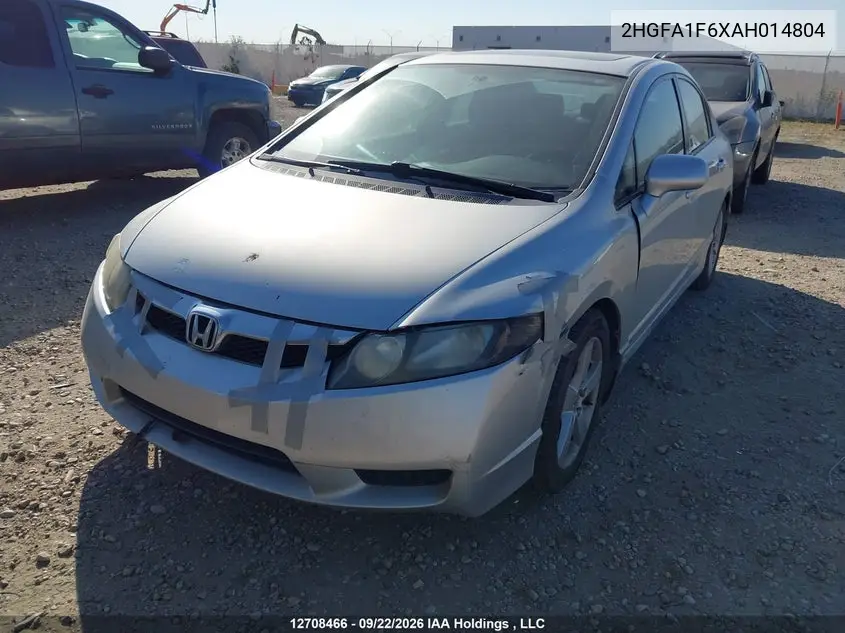 2010 HONDA CIVIC VIN 2HGFA1F6XAH014804 — фото 2