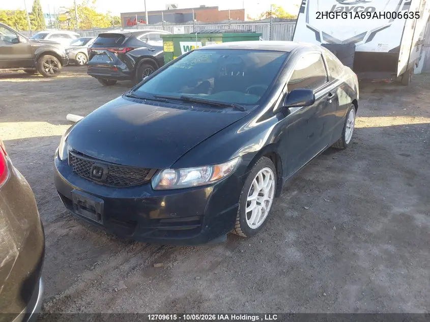 2010 HONDA CIVIC VIN 2HGFG1A69AH006635 — фото 2