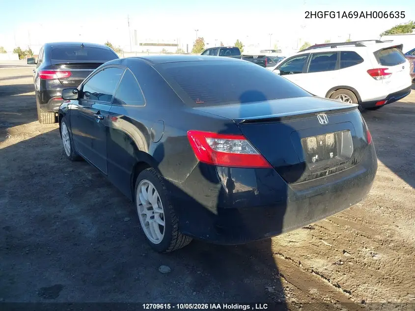 2010 HONDA CIVIC VIN 2HGFG1A69AH006635 — фото 3