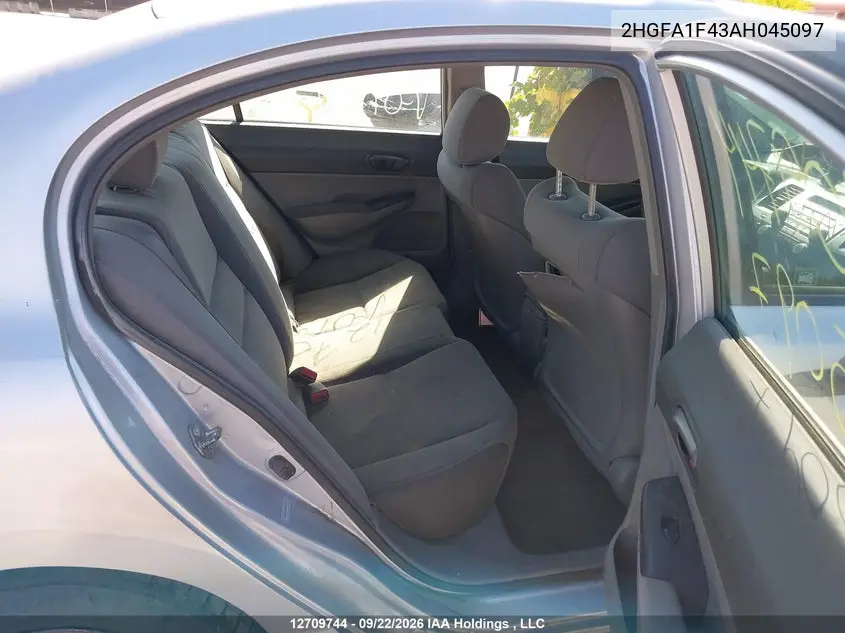 2010 HONDA CIVIC VIN 2HGFA1F43AH045097 — фото 8