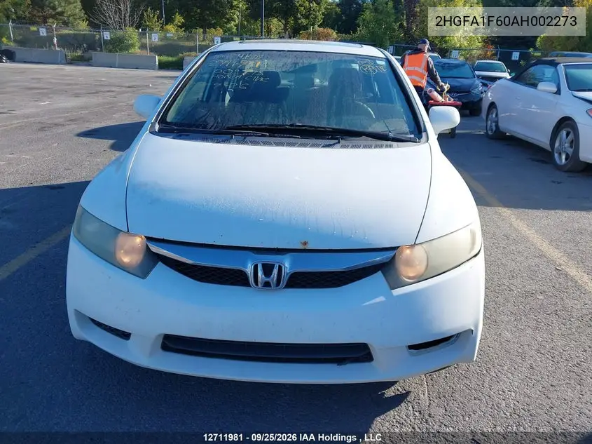 2010 HONDA CIVIC VIN 2HGFA1F60AH002273 — фото 12