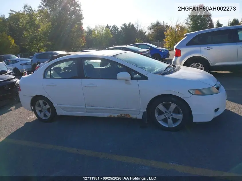 2010 HONDA CIVIC VIN 2HGFA1F60AH002273 — фото 13