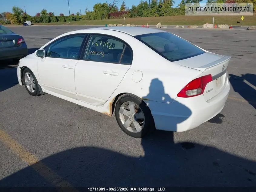2010 HONDA CIVIC VIN 2HGFA1F60AH002273 — фото 3