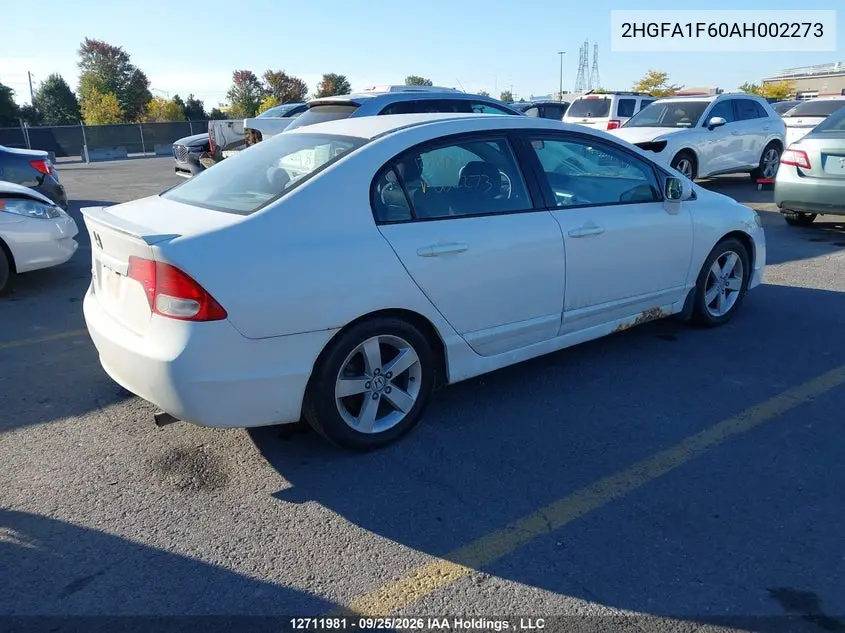 2010 HONDA CIVIC VIN 2HGFA1F60AH002273 — фото 4