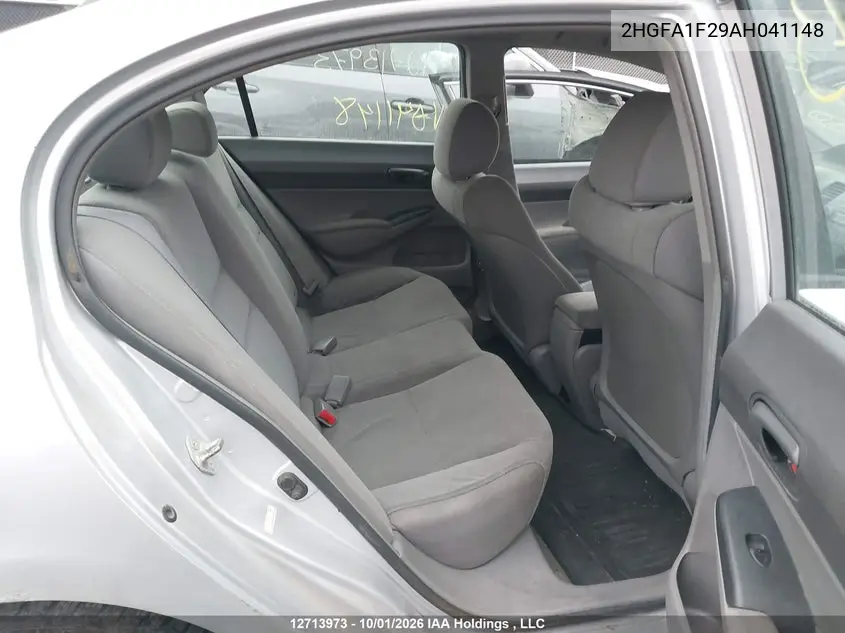 2010 HONDA CIVIC VIN 2HGFA1F29AH041148 — фото 8