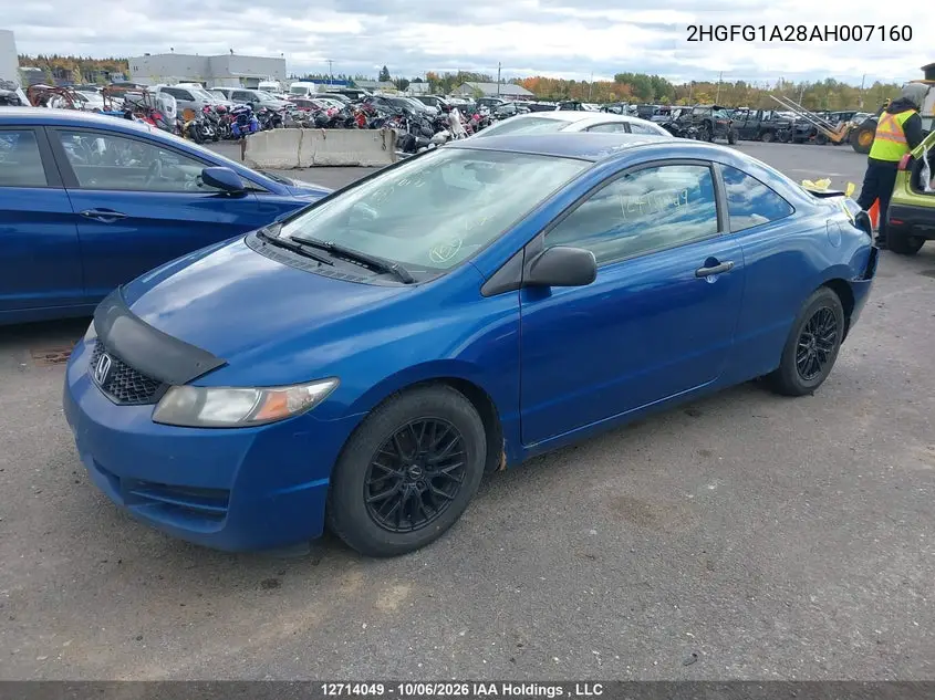 2010 HONDA CIVIC VIN 2HGFG1A28AH007160 — фото 2