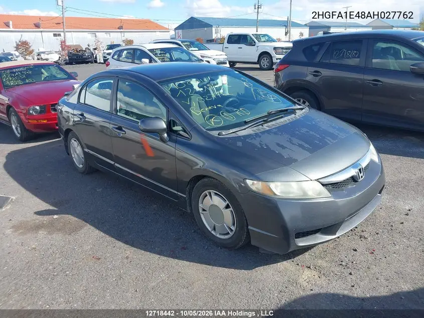 HONDA CIVIC 2010, VIN 2HGFA1E48AH027762