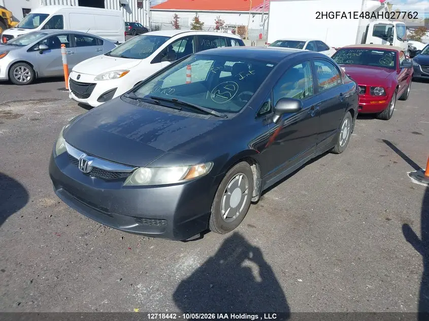 2010 HONDA CIVIC VIN 2HGFA1E48AH027762 — фото 2