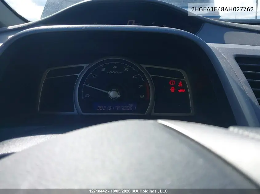 2010 HONDA CIVIC VIN 2HGFA1E48AH027762 — фото 7