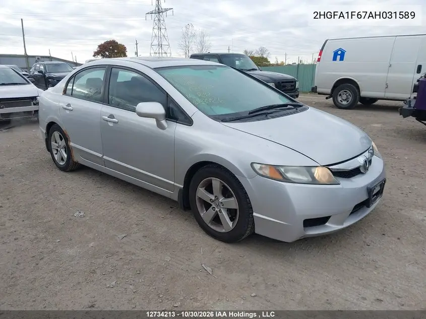 HONDA CIVIC 2010, VIN 2HGFA1F67AH031589