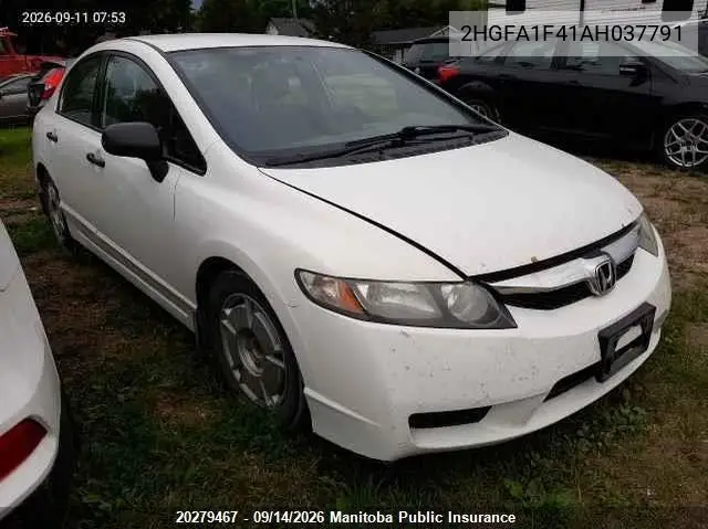 HONDA CIVIC 2010, VIN 2HGFA1F41AH037791