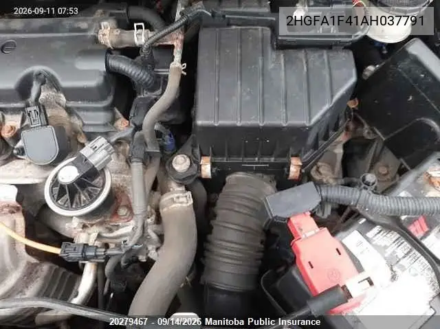 2010 HONDA CIVIC VIN 2HGFA1F41AH037791 — фото 10
