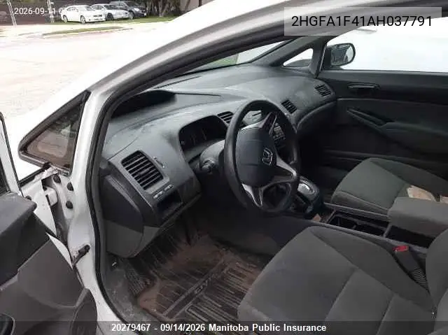 2010 HONDA CIVIC VIN 2HGFA1F41AH037791 — фото 5