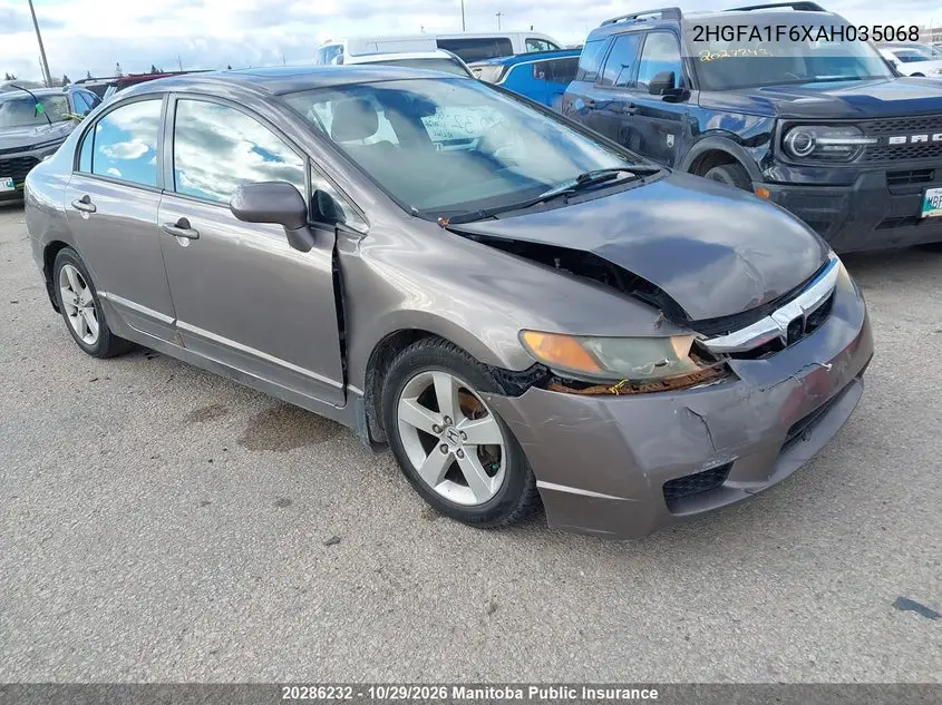 HONDA CIVIC 2010, VIN 2HGFA1F6XAH035068