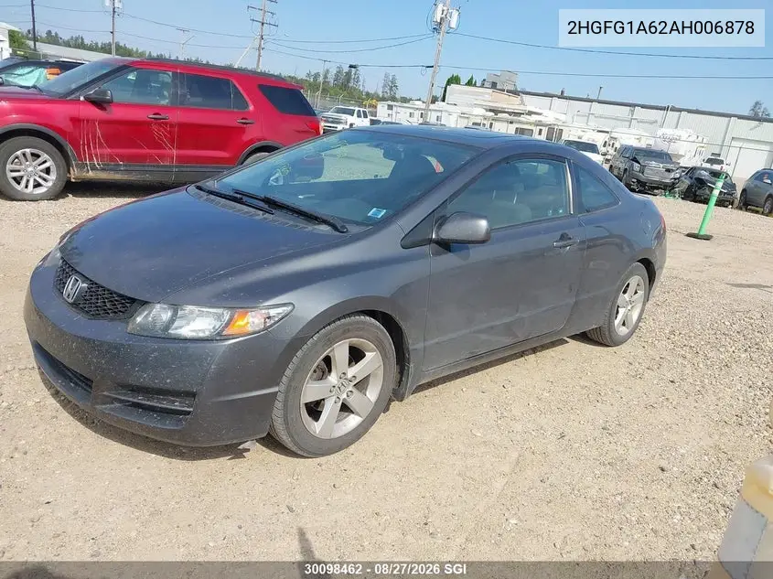 2010 HONDA CIVIC VIN 2HGFG1A62AH006878 — фото 2