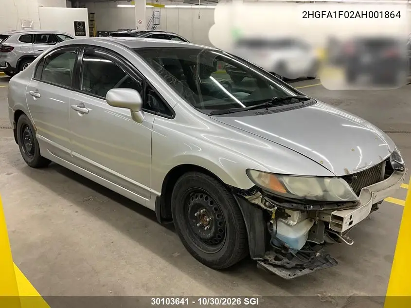 HONDA CIVIC 2010, VIN 2HGFA1F02AH001864