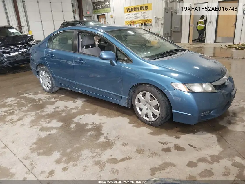 HONDA CIVIC 2010, VIN 19XFA1F52AE016743
