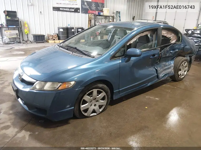 2010 HONDA CIVIC VIN 19XFA1F52AE016743 — фото 2