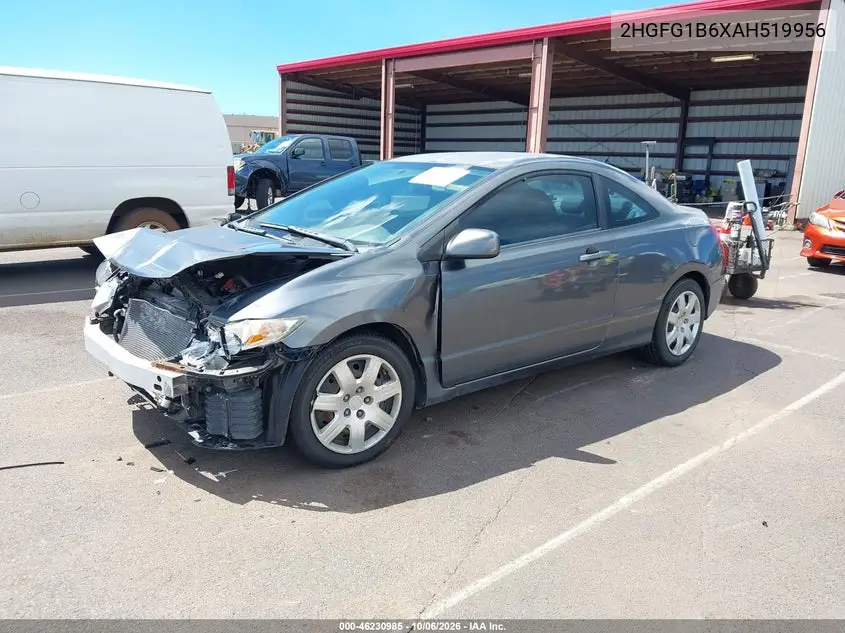 2010 HONDA CIVIC VIN 2HGFG1B6XAH519956 — фото 2