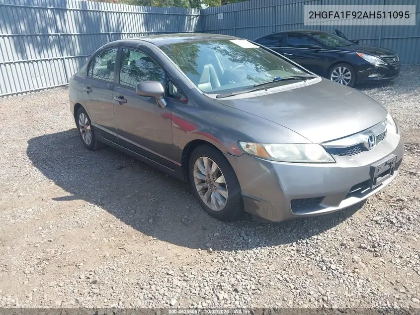 HONDA CIVIC 2010, VIN 2HGFA1F92AH511095