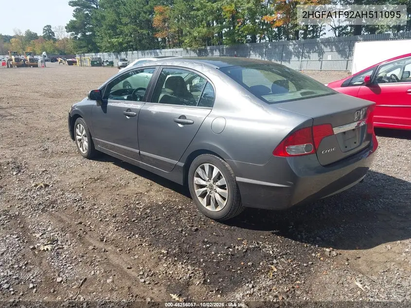 2010 HONDA CIVIC VIN 2HGFA1F92AH511095 — фото 3