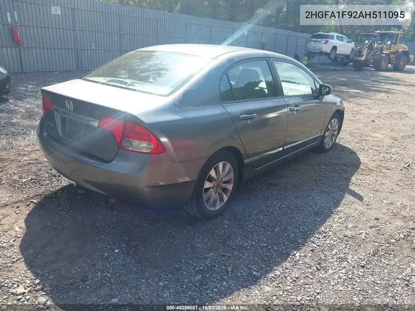2010 HONDA CIVIC VIN 2HGFA1F92AH511095 — фото 4