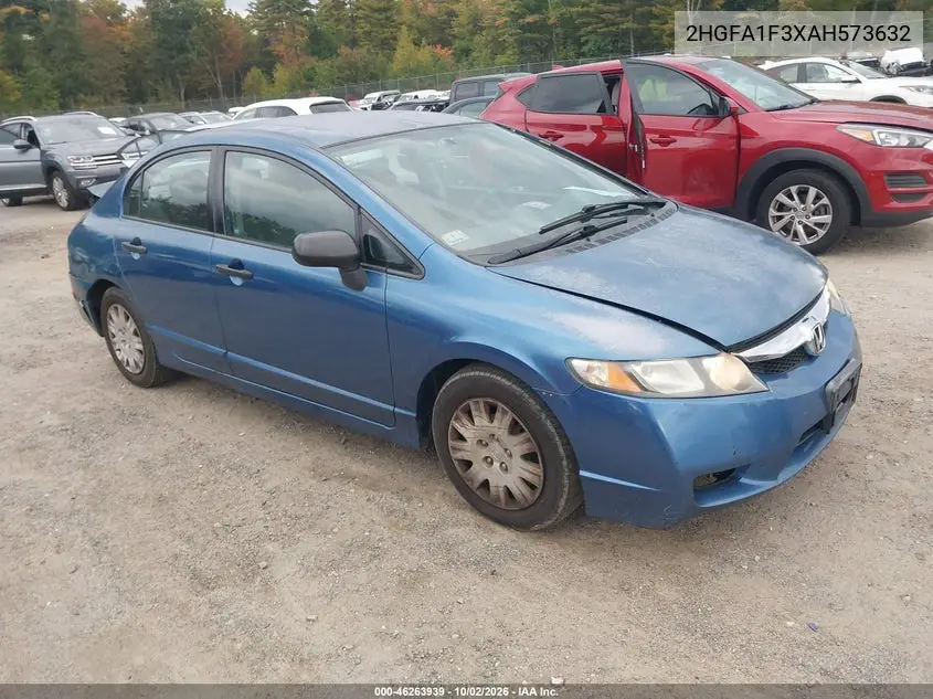 HONDA CIVIC 2010, VIN 2HGFA1F3XAH573632