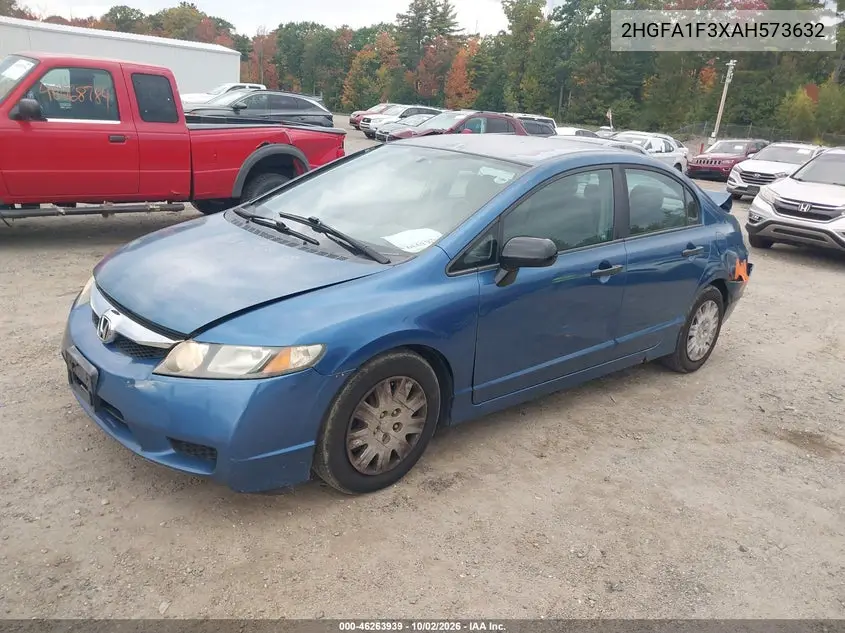 2010 HONDA CIVIC VIN 2HGFA1F3XAH573632 — фото 2